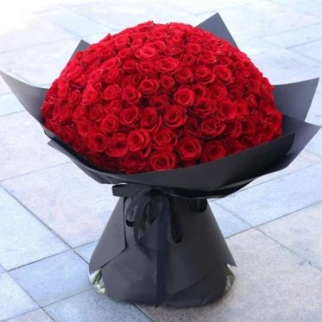 Velvet Ember – 150 Red Roses in Noir Wrap