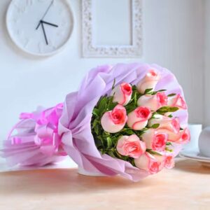 Rosé Whisper – 10 Pink Roses in Soft Wrap