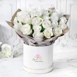 Ivory Whisper – 35 White Roses in White Box