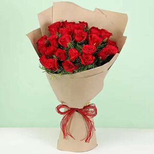 Rustic Rouge – 30 Red Roses in Brown Paper Wrap