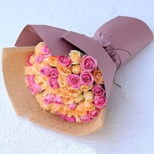 Blush Tide – 60 Roses in Pink Wrap