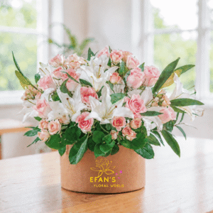 White Lilies & Pink Roses in a Box