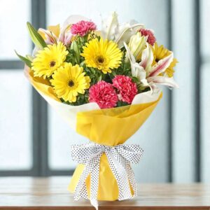 Bloom Trio – Bunch of Gerbera, Lilies, Carnation