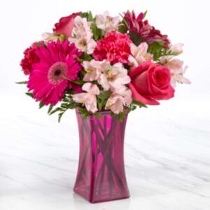 Raspberry Rush – Hot Pink Gerbera, Roses, Carnation