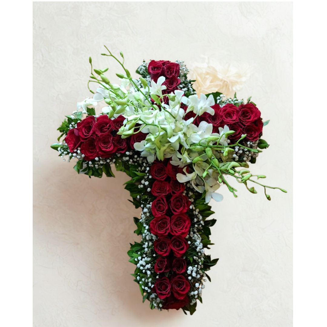 Eternal Grace Red Rose Cross