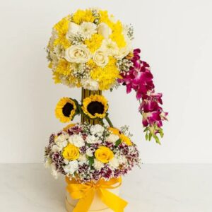 Golden Bloom Two‑Tier Floral Stand