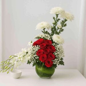 Classic Rose & Orchid Vase
